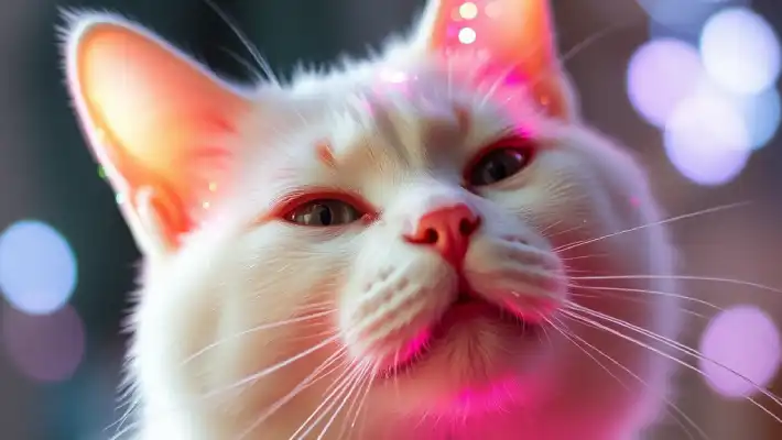 a cute white cat close-up made by piclumen ai image generator