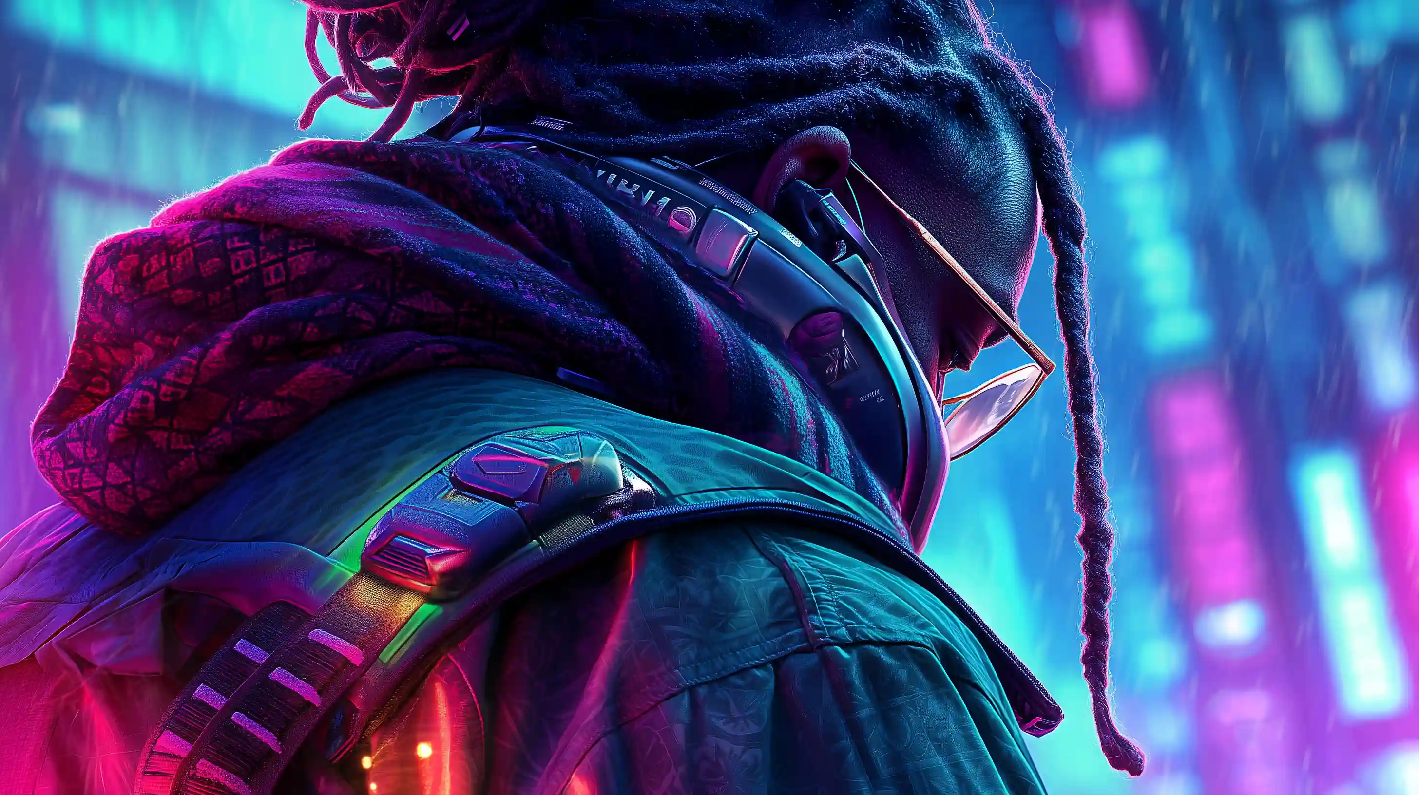 a cyperpunk style girl with deadlock hairstyle made by piclumen ai image generator