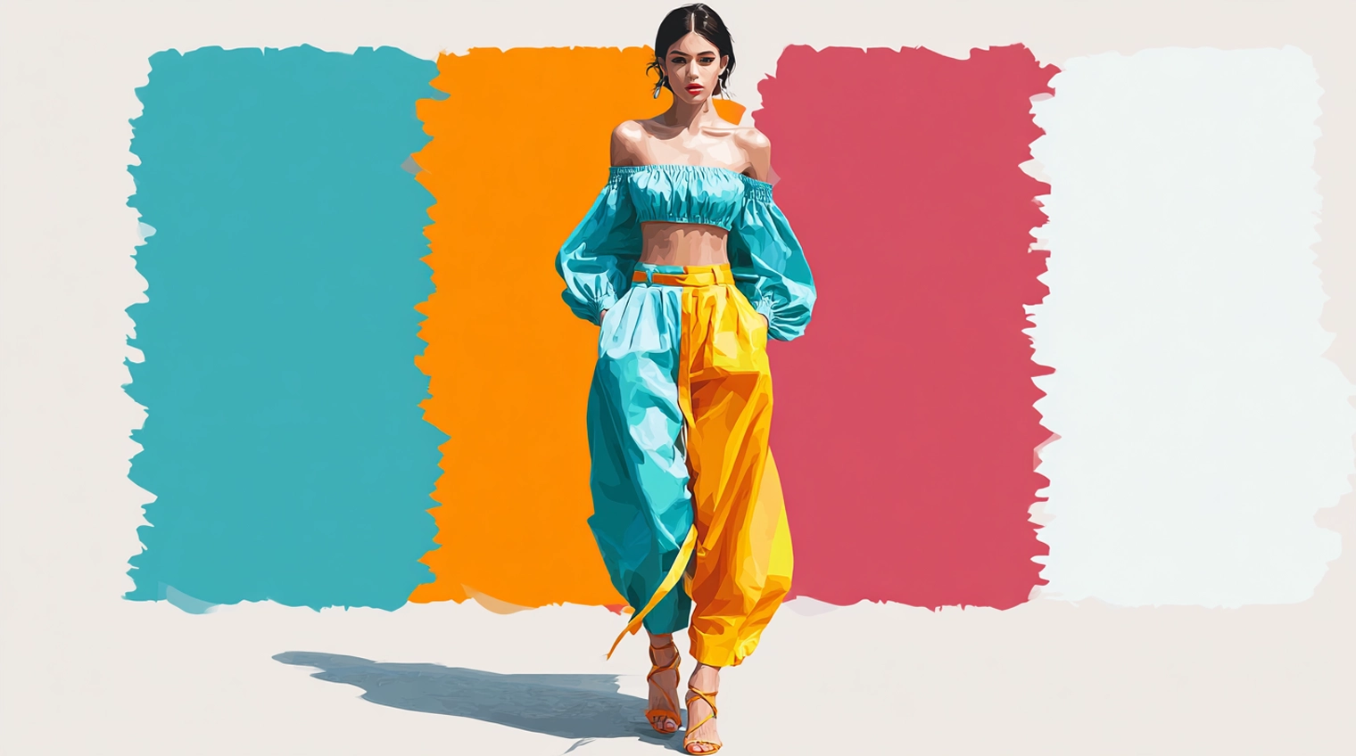 a woman dressed in colorful fashion made by piclumen ai image generator