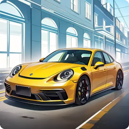 a yellow sports car made by piclumen ai art generator