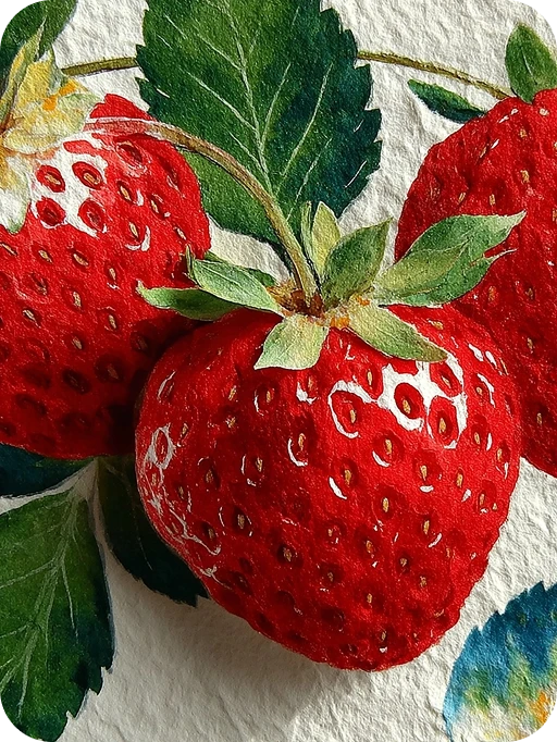 ai art generator created strawberry painting in watercolor style