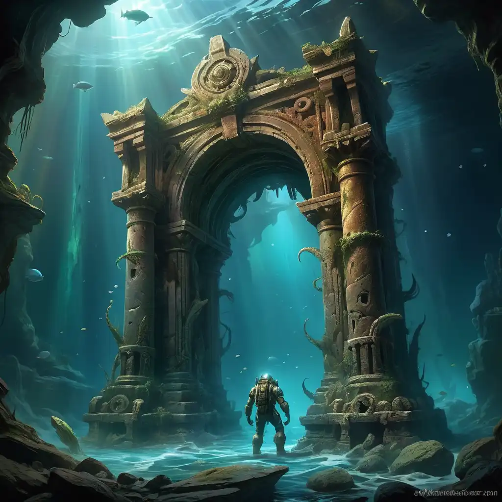 an ancient city under the blue sea made by piclumen ai art generator