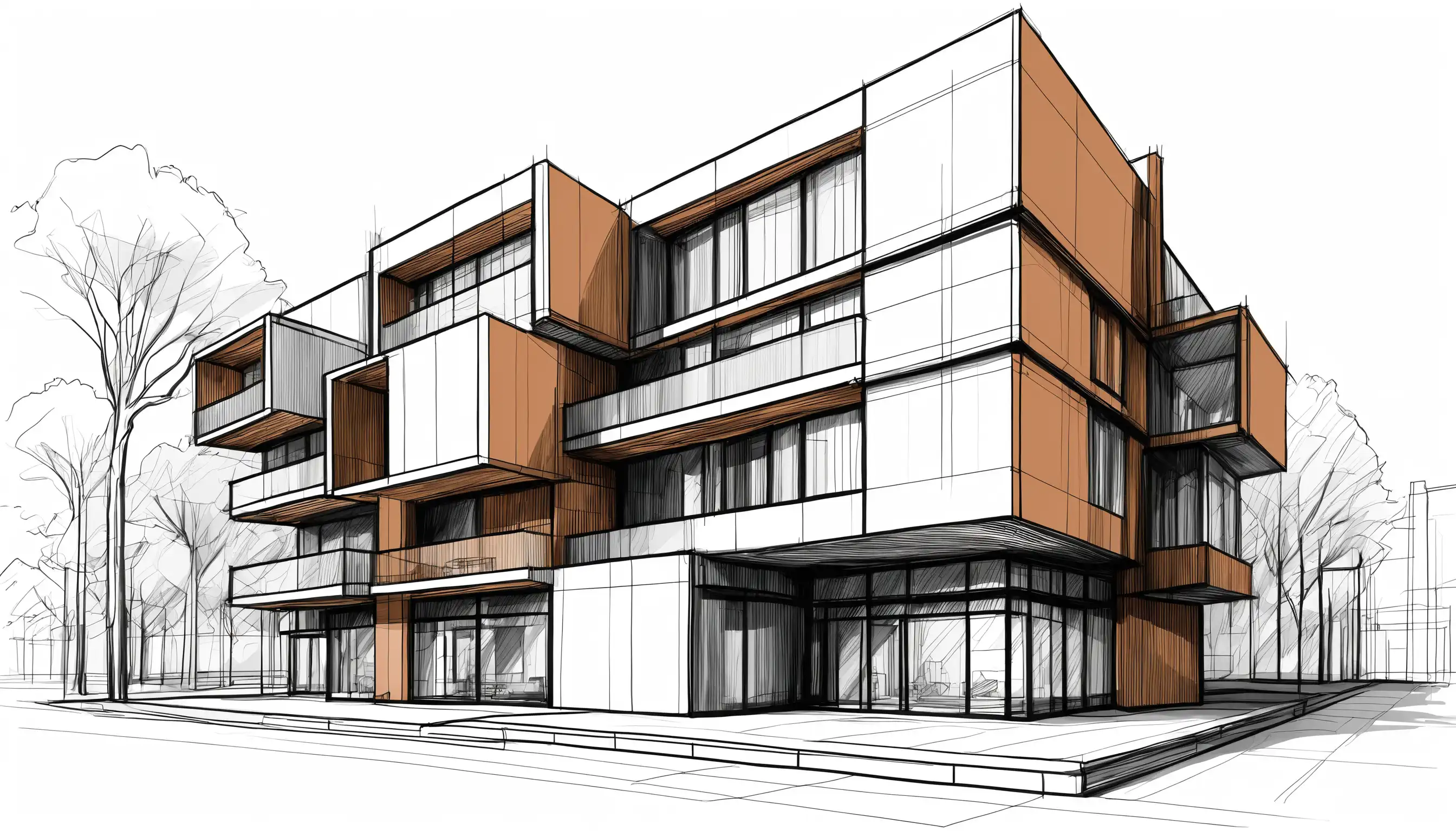 lineart of an architecture made by piclumen ai art generator