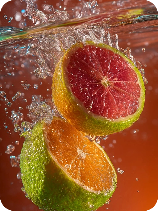 realistic ai photo of lemons under water